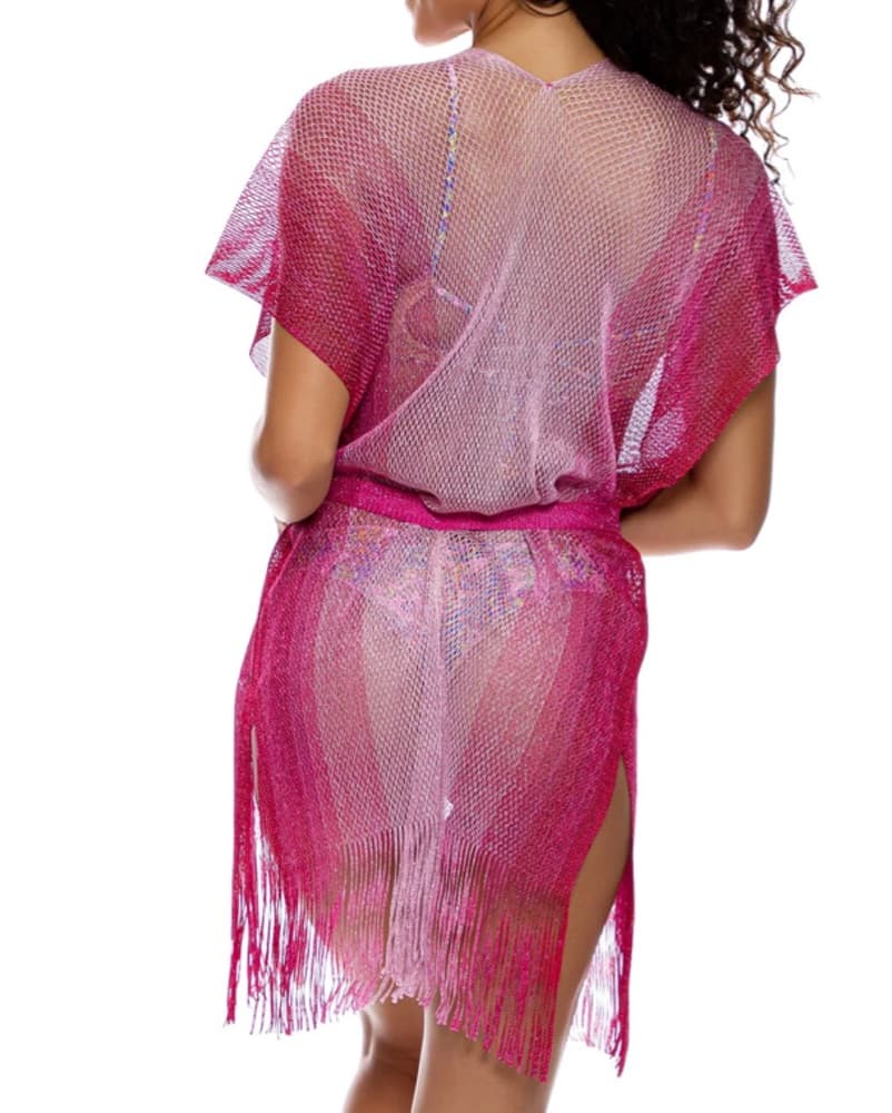 Luli Fama Pink Shimmer Mini Kaftan - Image 3