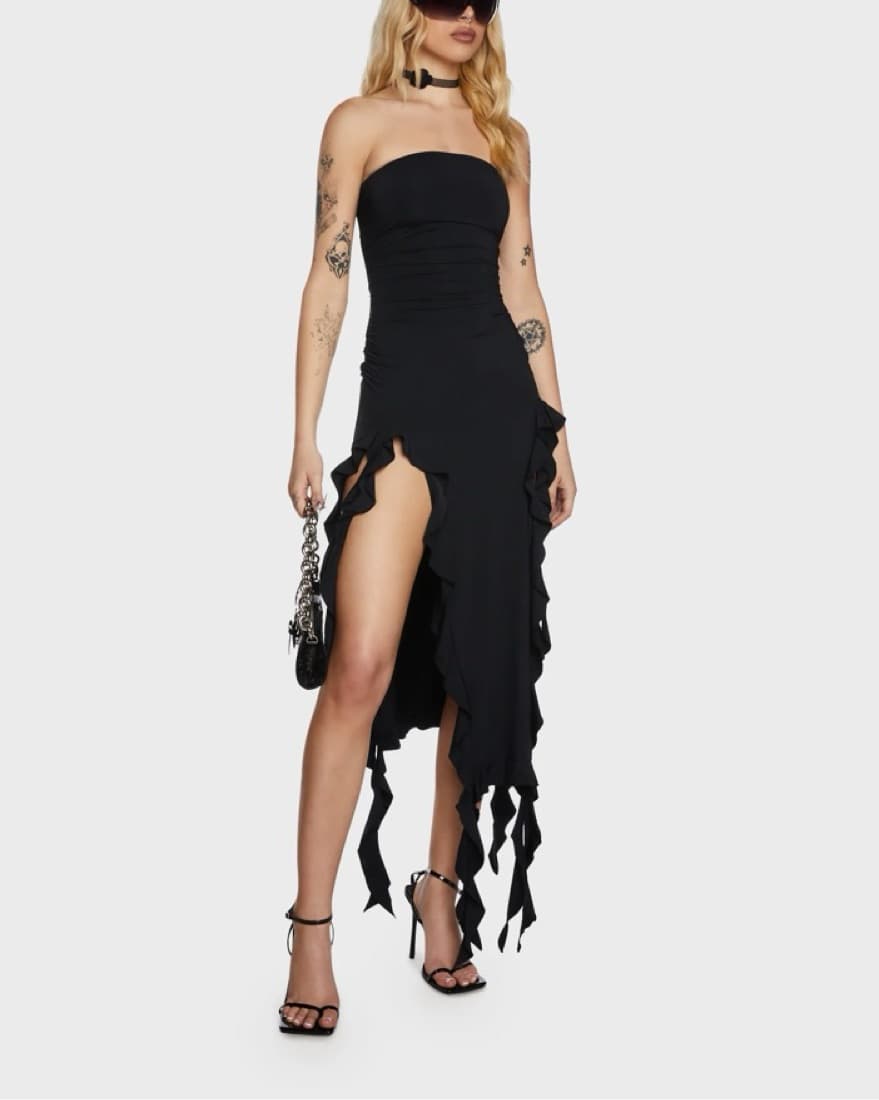 Lioness Rendezvous Black Lace Midi Dress - Image 1