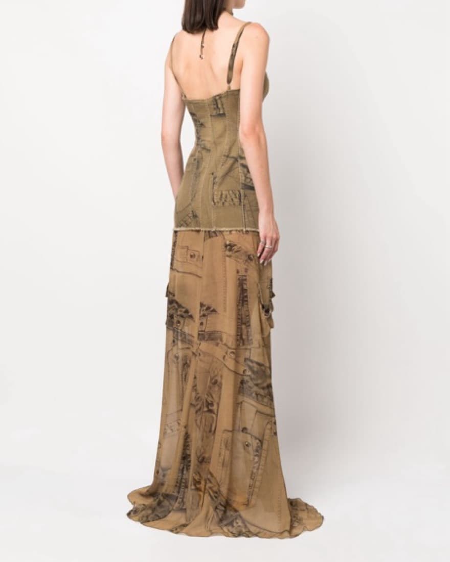 Bluemarube Camo Denim Maxi Dress - Image 2