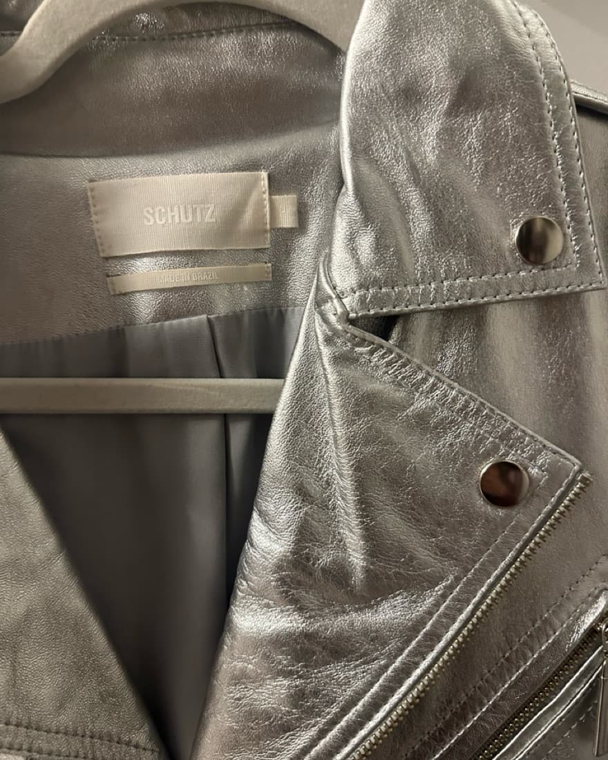 Silver Leather Jacket - Image 3