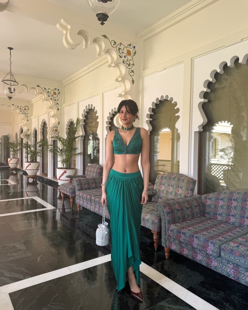 Emerald Green Skirt And Top  - Image 3