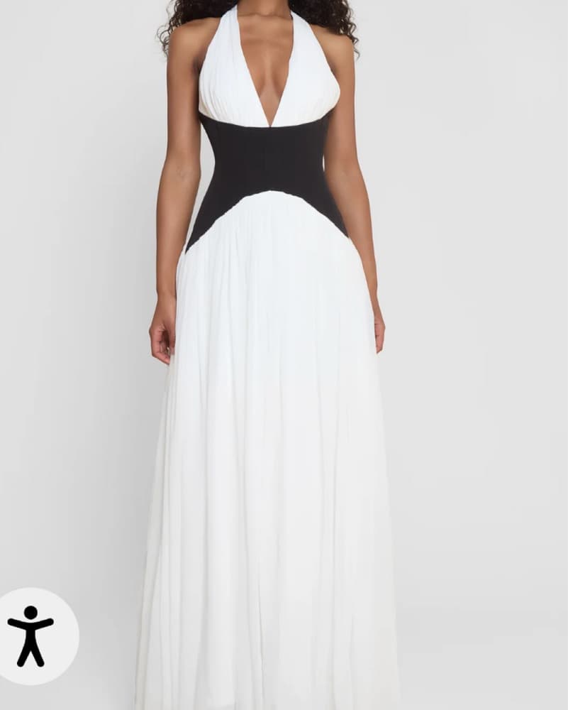 HARLOWE CONTRAST CORSET MAXI DRESS - WHI - Image 1