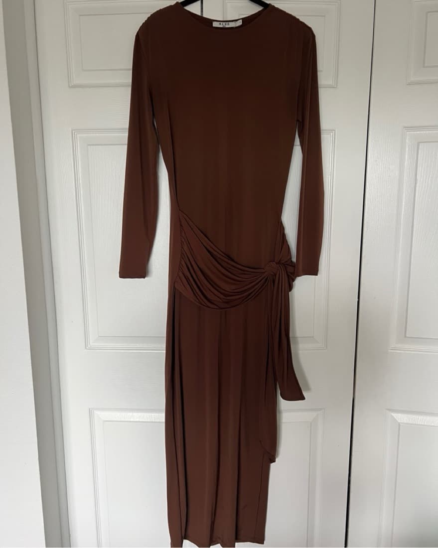 Brown Draped Maxi Dress - Image 1