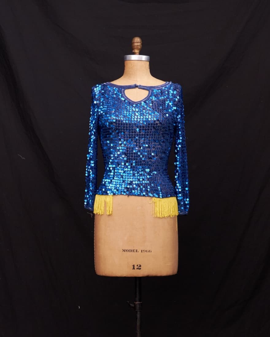 1970s Sequin And Fringe Open Knit Top - Image 1