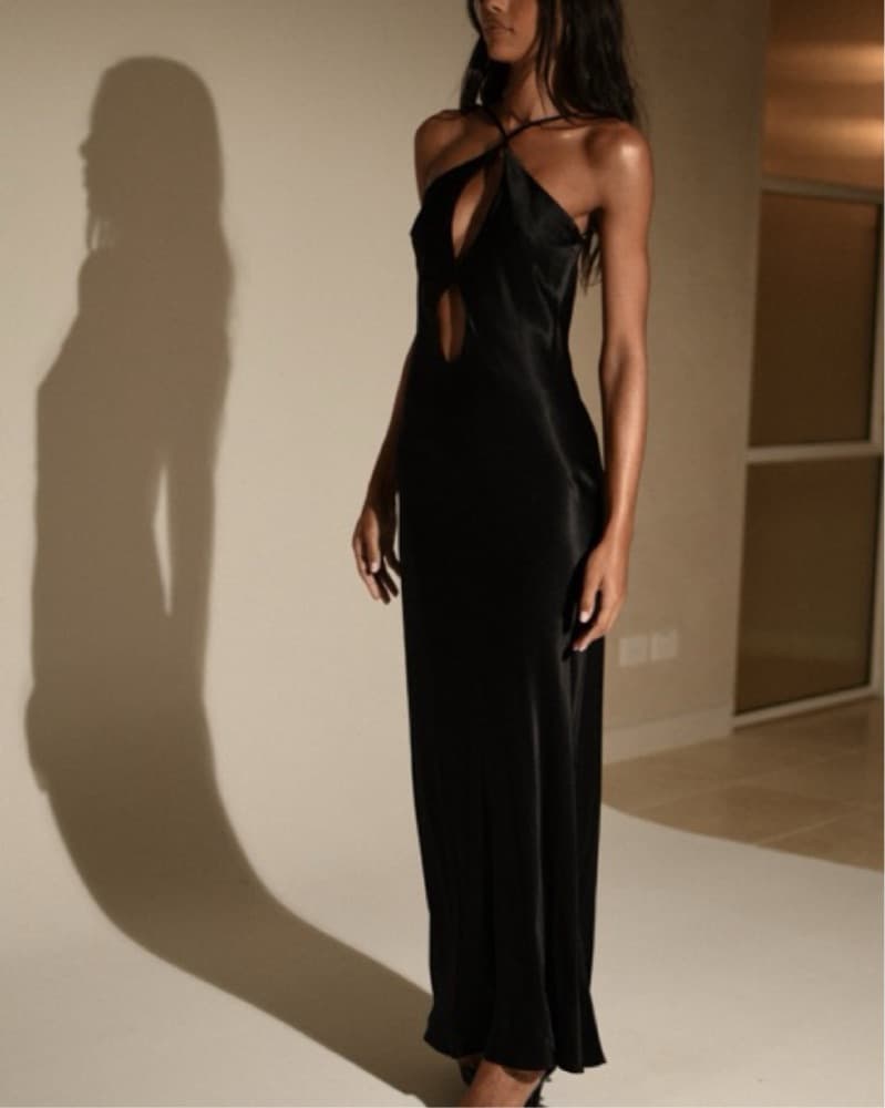 Meshki Lucia Satin Cut Out Maxi Dress - Image 4