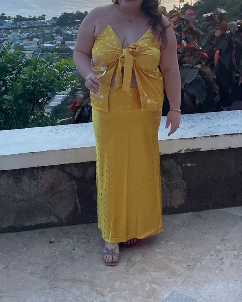 Vibrant Polka Dot Tie Top And Maxi Skirt - Image 3