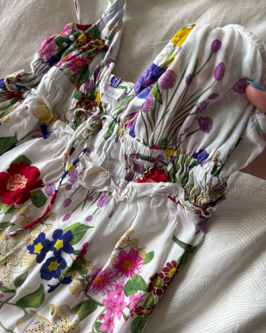 White & Colorful Floral Maxi Dress - Image 5