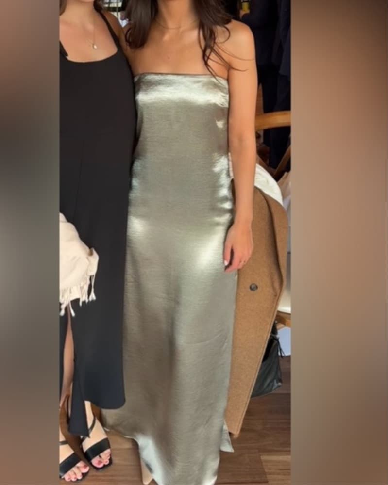 Anthropologie Sage Satin Dress - Image 4