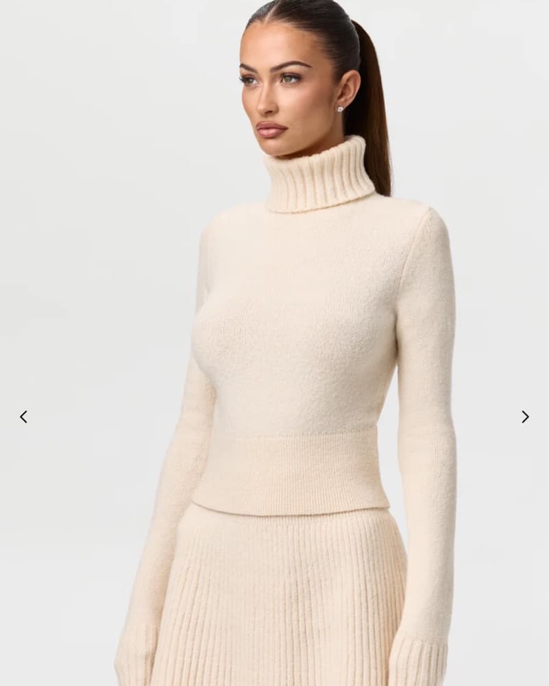 Chic Cream Turtleneck Sweater Top And Sk - Image 3