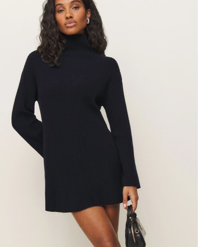 Reformation Ozzy Navy Sweater Dress - Image 1
