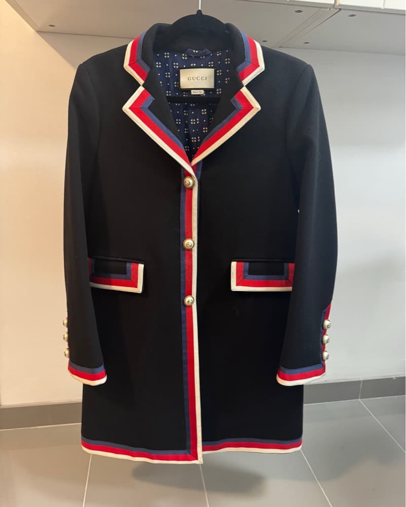 GUCCI Wool Coat Multicolour Trim - Image 2