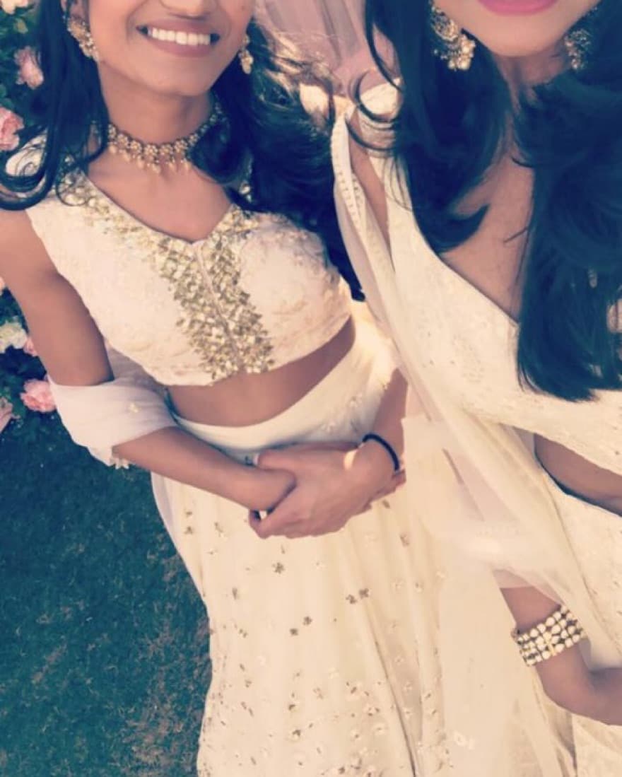 Cream Gold Embroidered Indian Lehenga  - Image 5