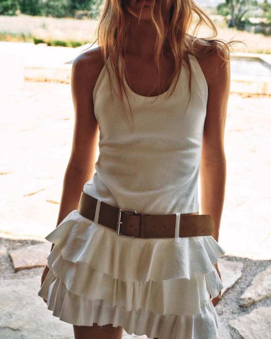 viral Zara Belt Ruffle Mini Dress - Image 1