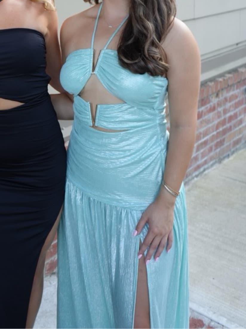 Blue Line & Dot Formal Dress - Image 2