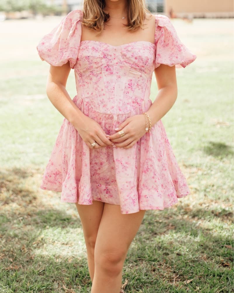 Bardot Pink Floral Dress  - Image 1