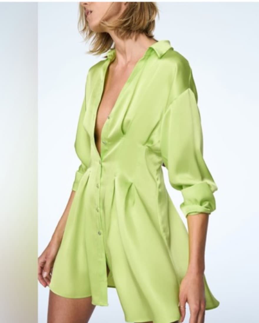 Satin Effect Shirt Dress - Image 4