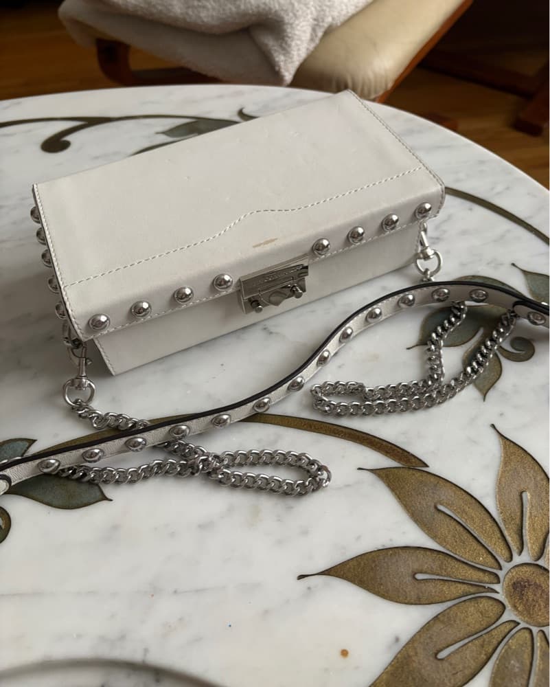 Rebecca Minkoff White Clutch Silver Stud - Image 5