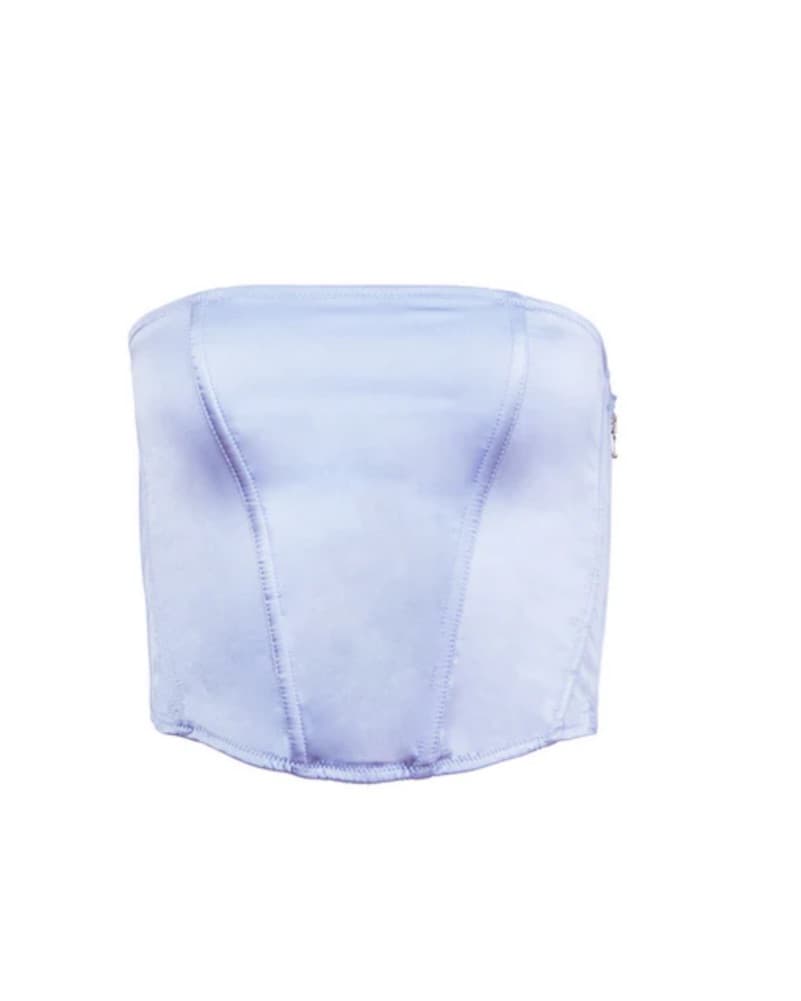 Pastel Blue Silk Corset Top - Image 2