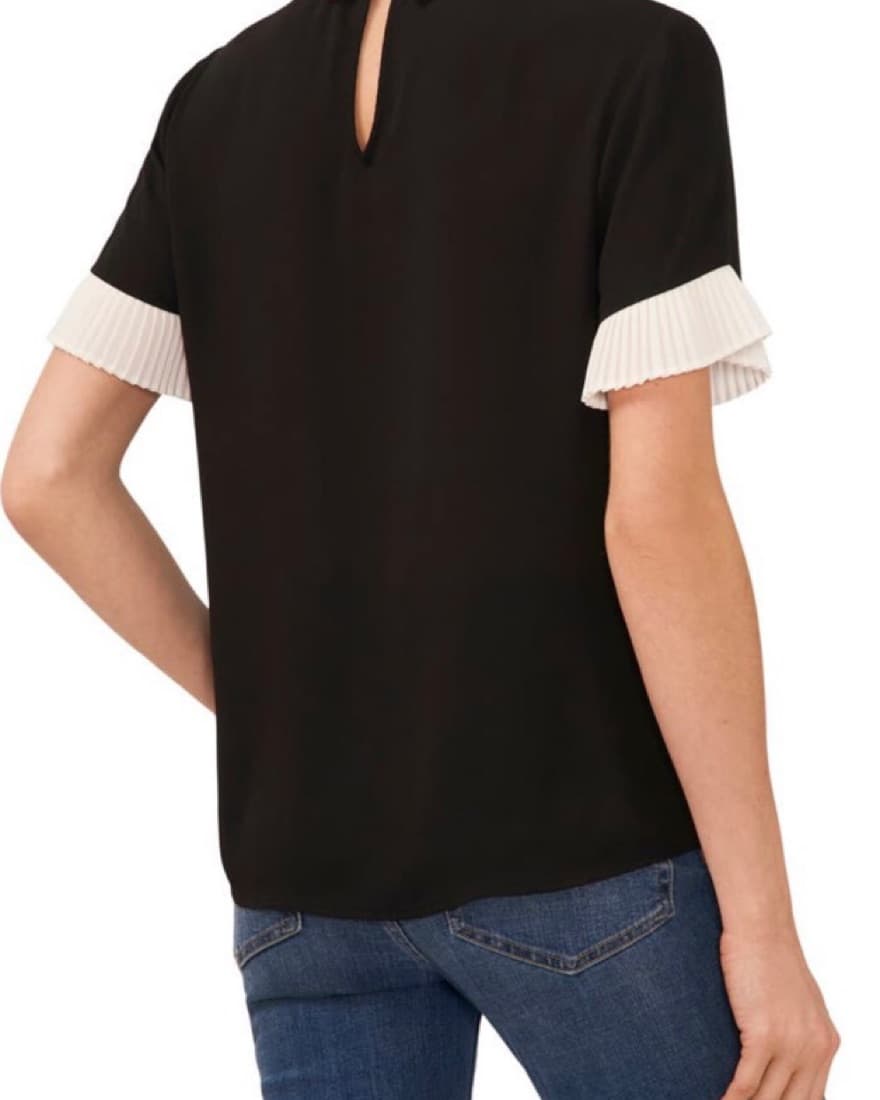 CeCe Pleat Sleeve Collared Blouse - Image 3