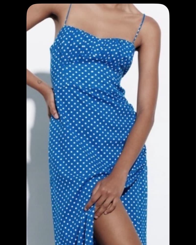 Zara Blue Dress With White Polka Dots - Image 2