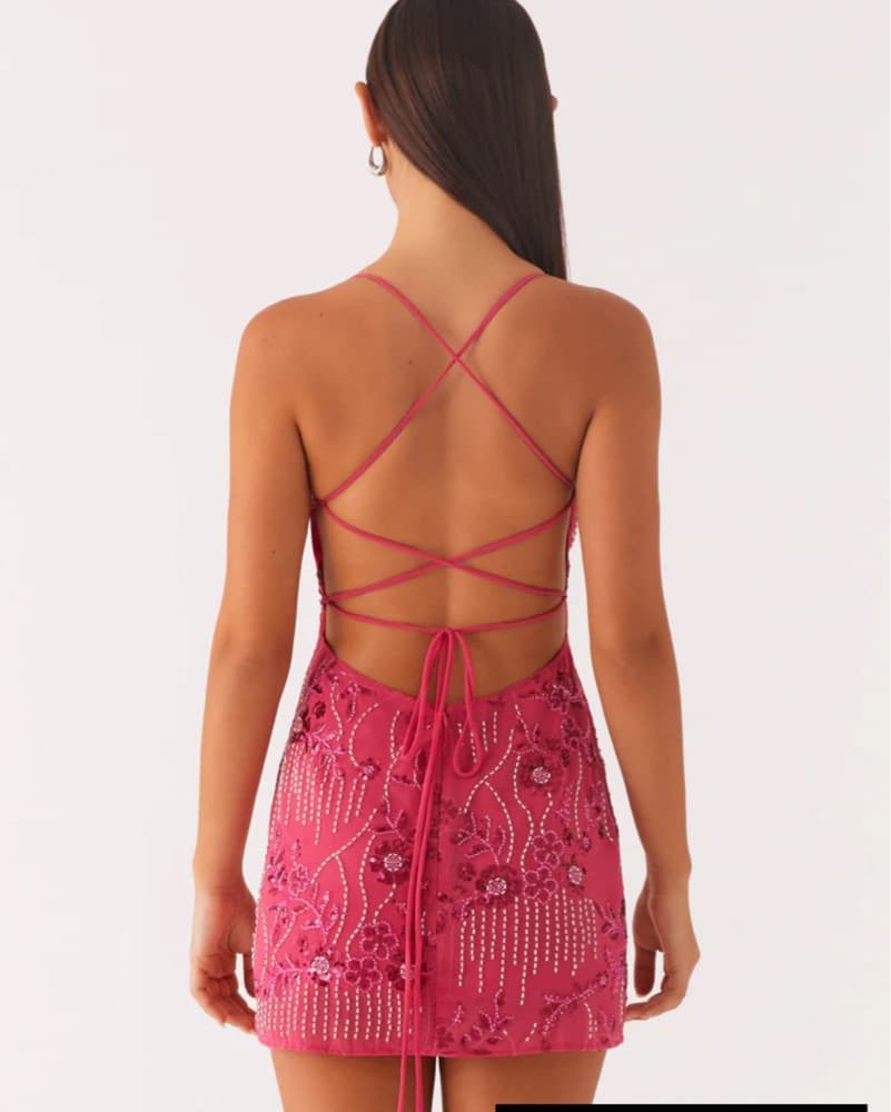 Pink Beaded Dress - Image 2