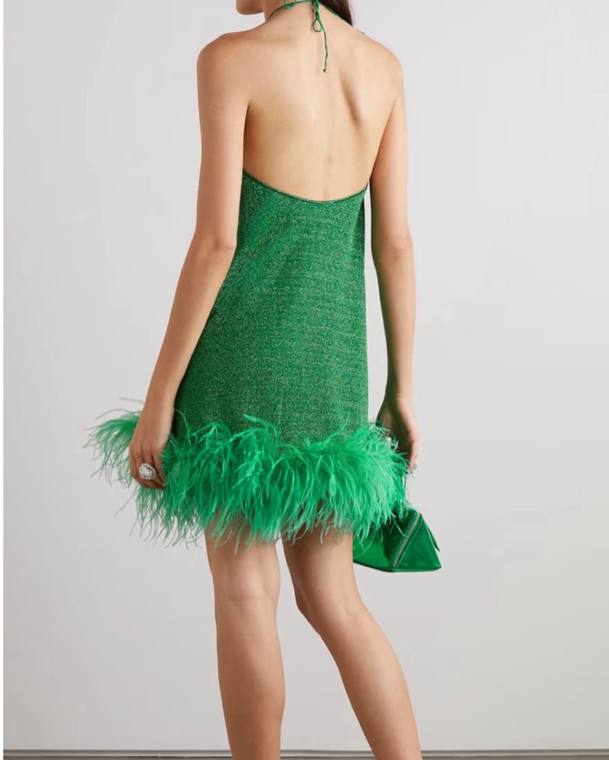 Green Feather Semi-Formal Dress - New - Image 5