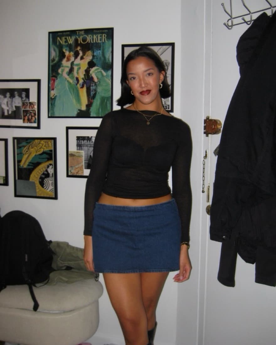Mid to Low Rise Denim Skirt With Short  - Image 1