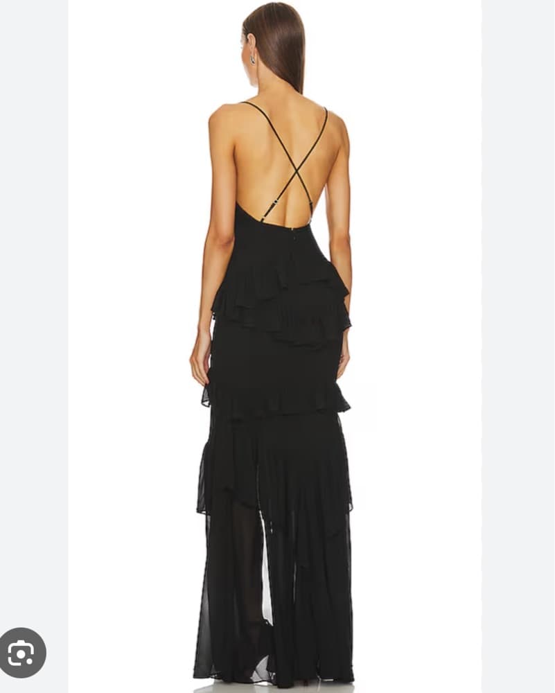 Elegant Black Ruffled Maxi Dress - Image 2