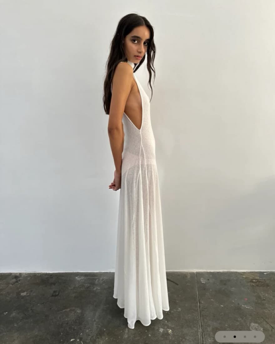 Sleeveless White Halter-Neck Gown - Image 3