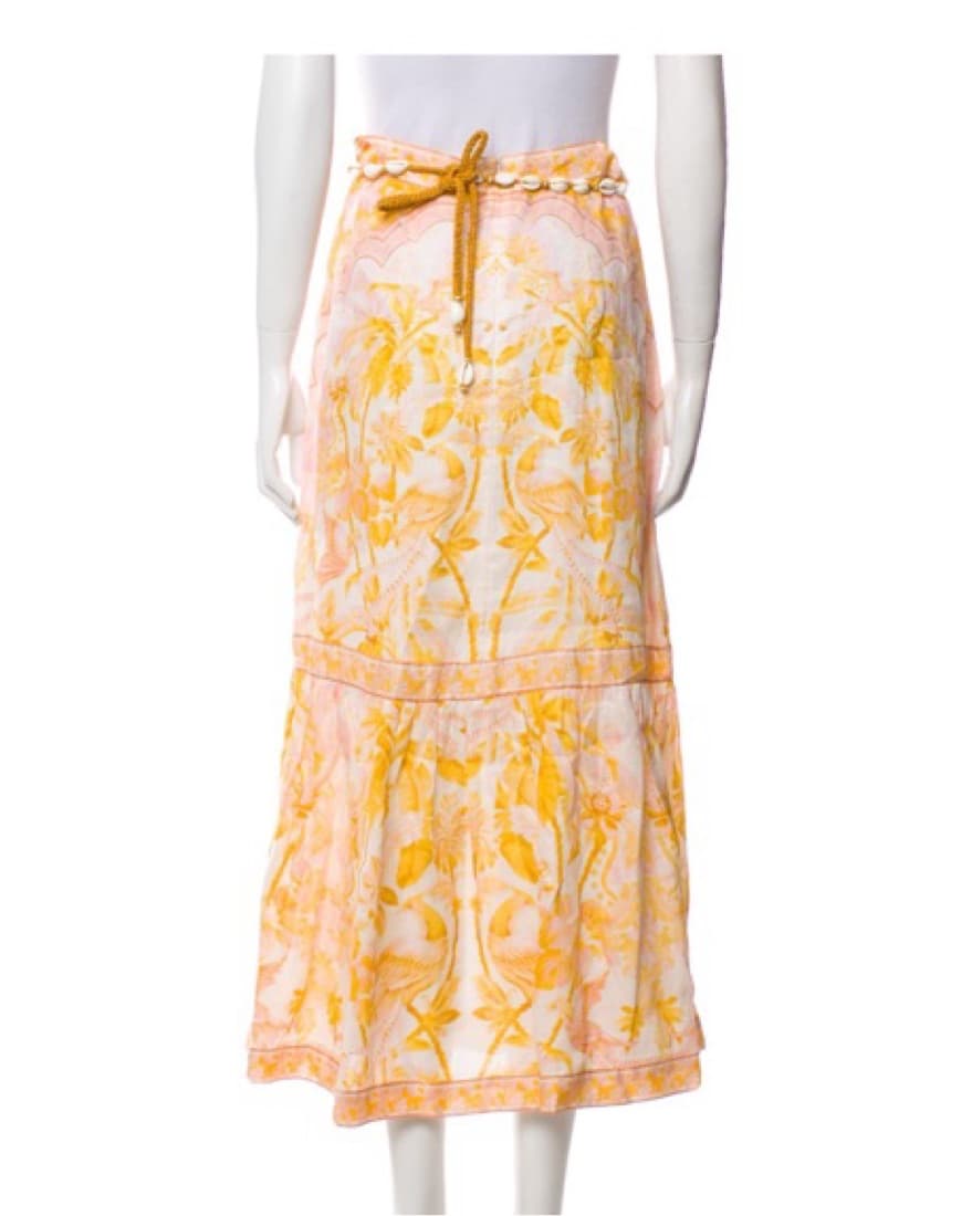 Zimmermann Yellow Floral Frill Hem Skirt - Image 3