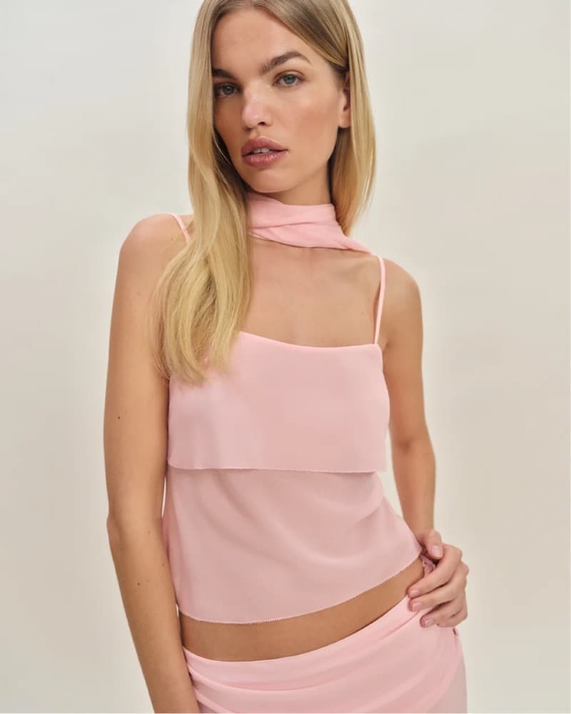 Reformation X Devon Pink Scarf Top - Image 4