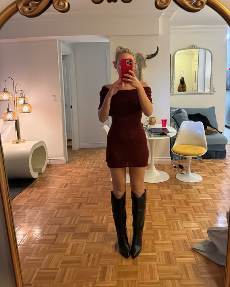 Revolve Hours Knit Burgandy Dress - Image 2