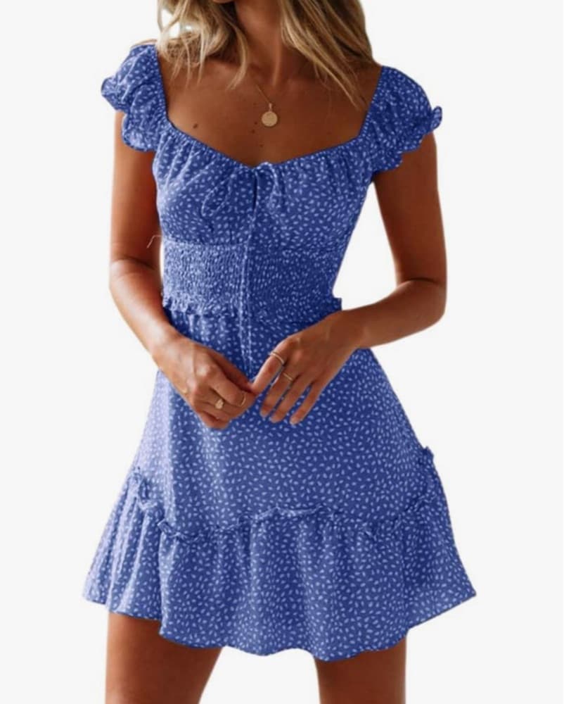 Charming Blue Floral Dress - Image 1