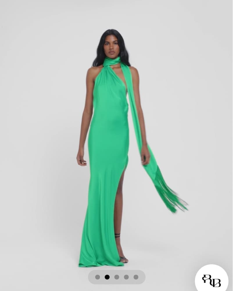 Vibrant Green Halter Maxi Dress - Image 1
