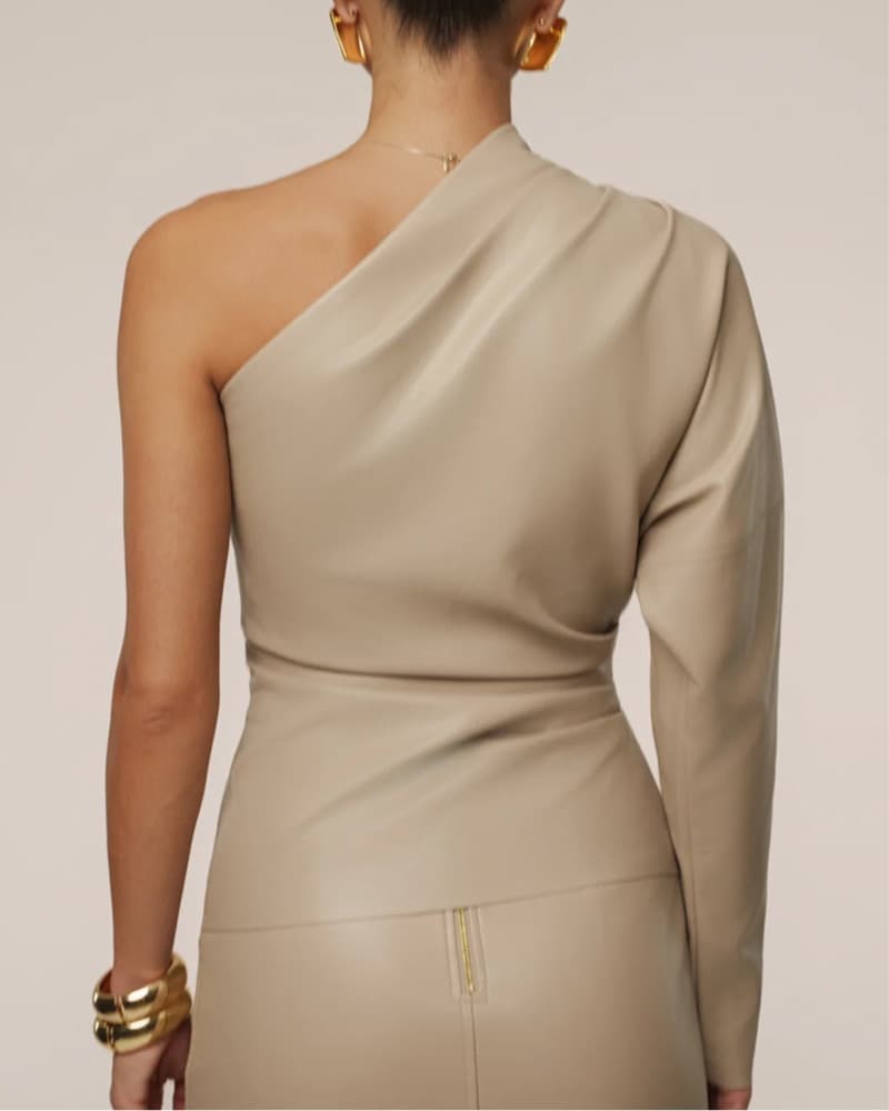 JLUXLABEL Tan Demi One Shoulder Top - Image 4