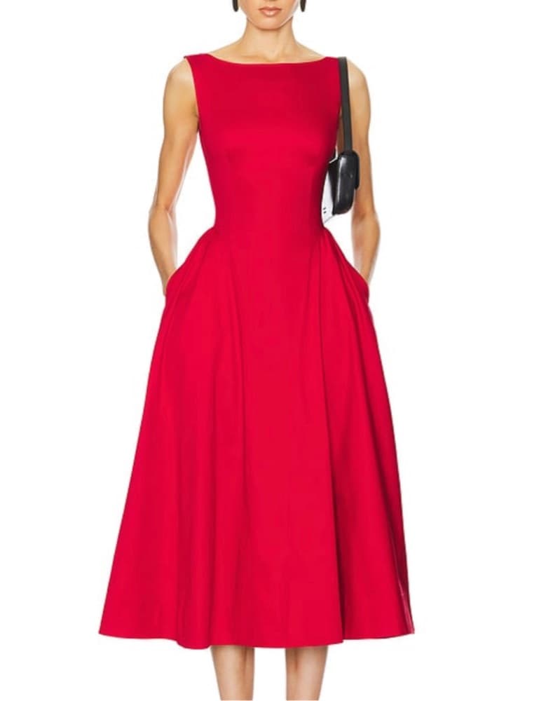 Helsa Red Midi Dress - Image 1