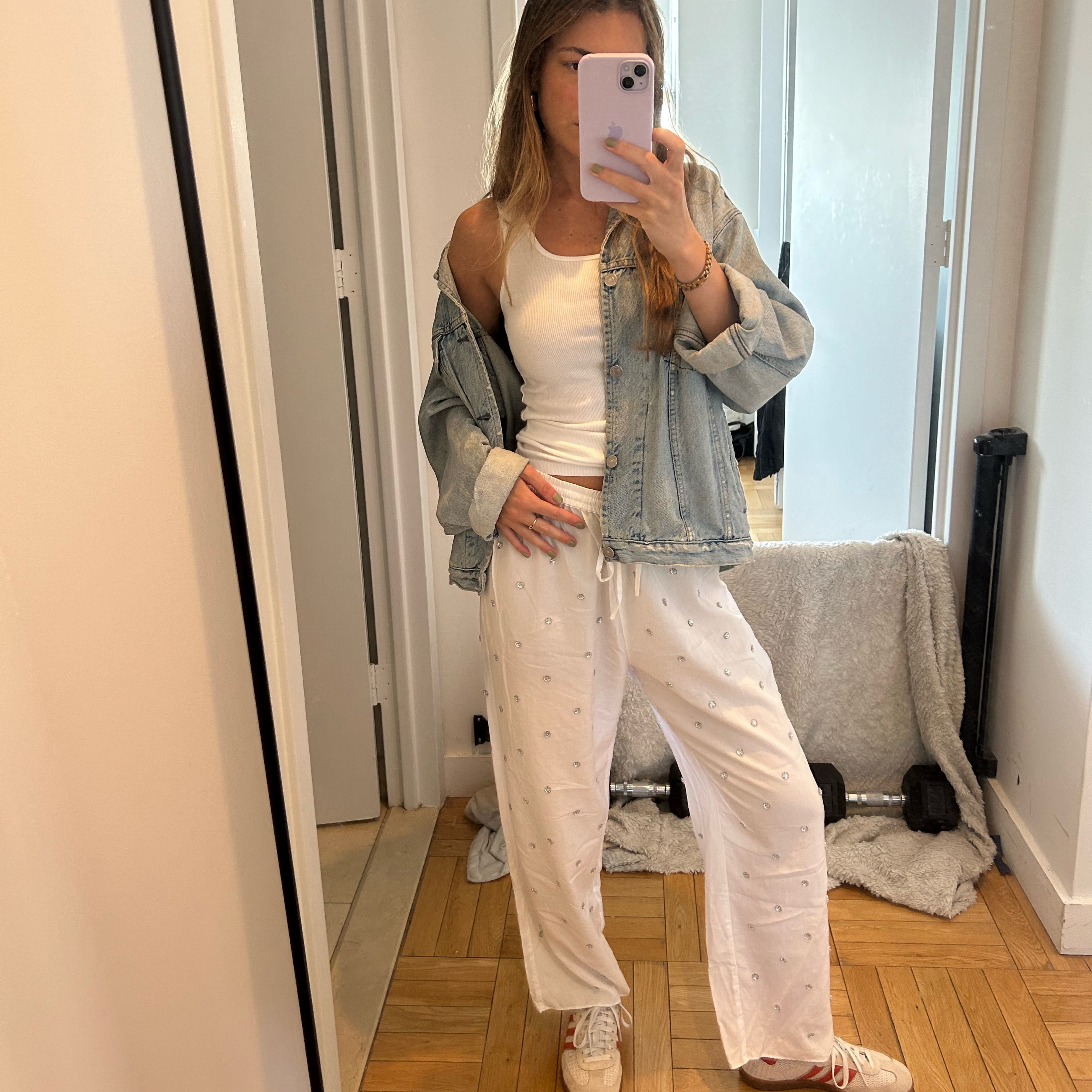 Rhinestone Cotton Pants - Image 3