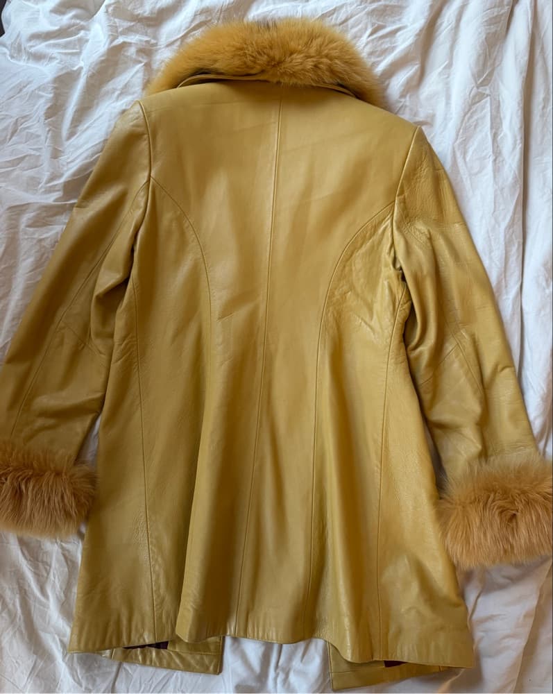 Faux Fur Trimmed Leather Coat - Image 5