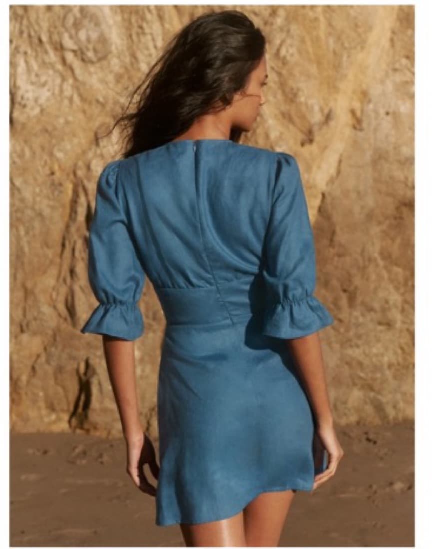 Reformation Blue Linen Dress - Image 4