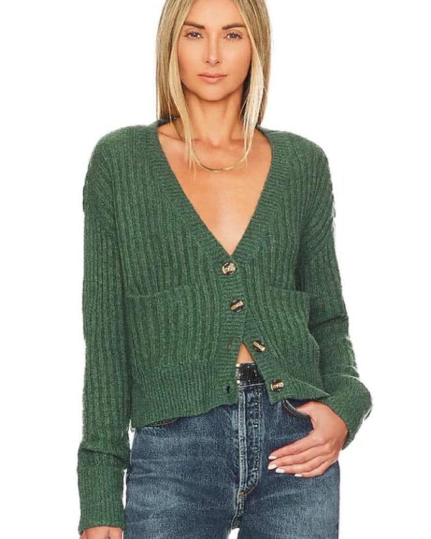 Cozy Green Cropped Cardigan - Image 1