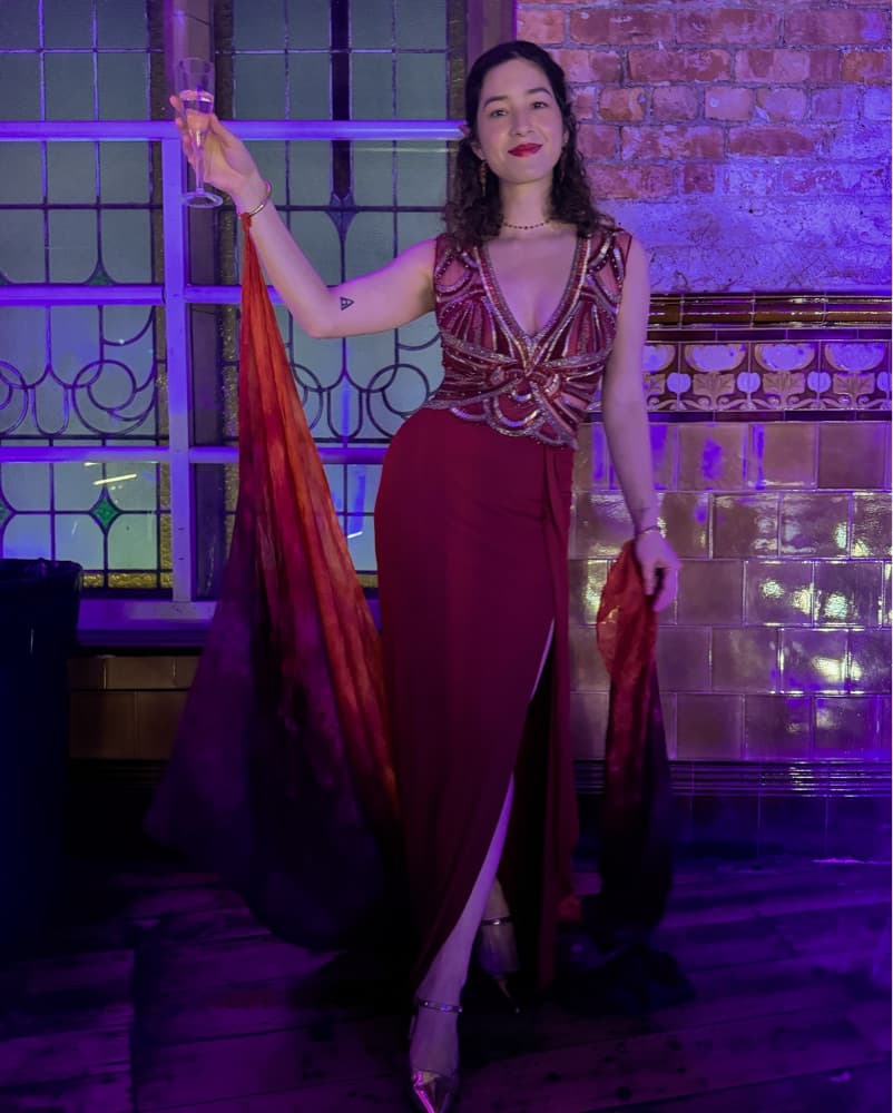 Hand-beaded Red Maxi Dress - Image 1