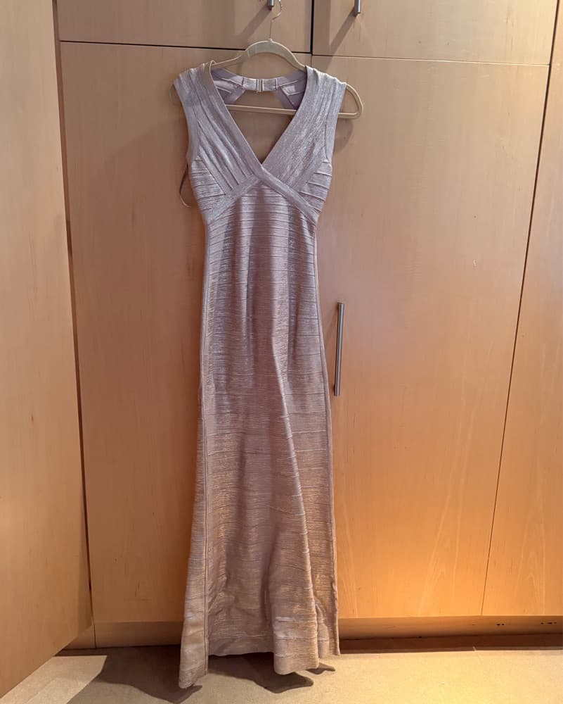 Gold Foil Herve Leger Gown - XS - Image 3