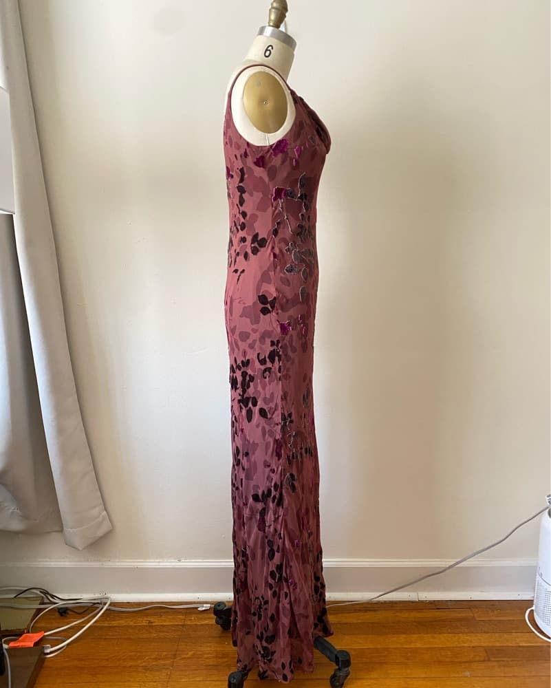 Vintage Moonsoon Wine Red Silk Dress - Image 3