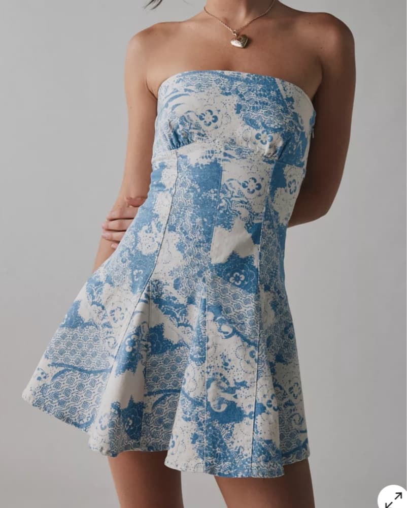 Strapless Denim Mini Dress - Image 3
