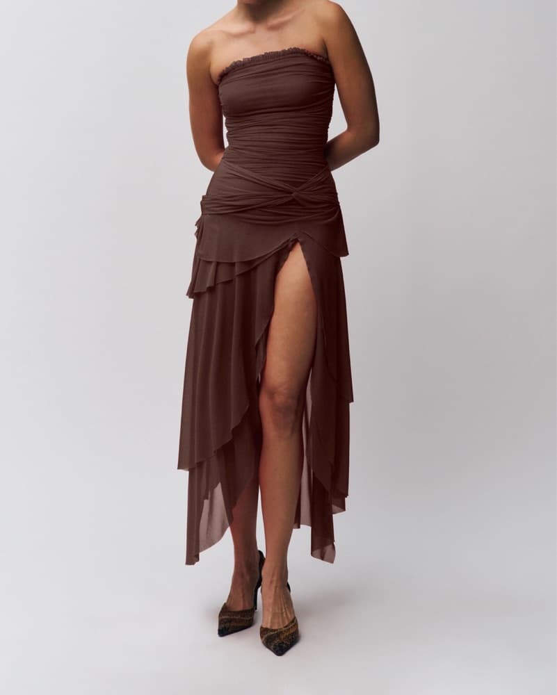 Guizio Lyla Twist dress - Brown - Image 3