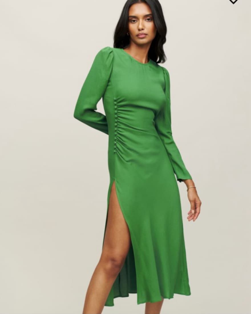 Reformation Green Long Slit Dress 0  - Image 1