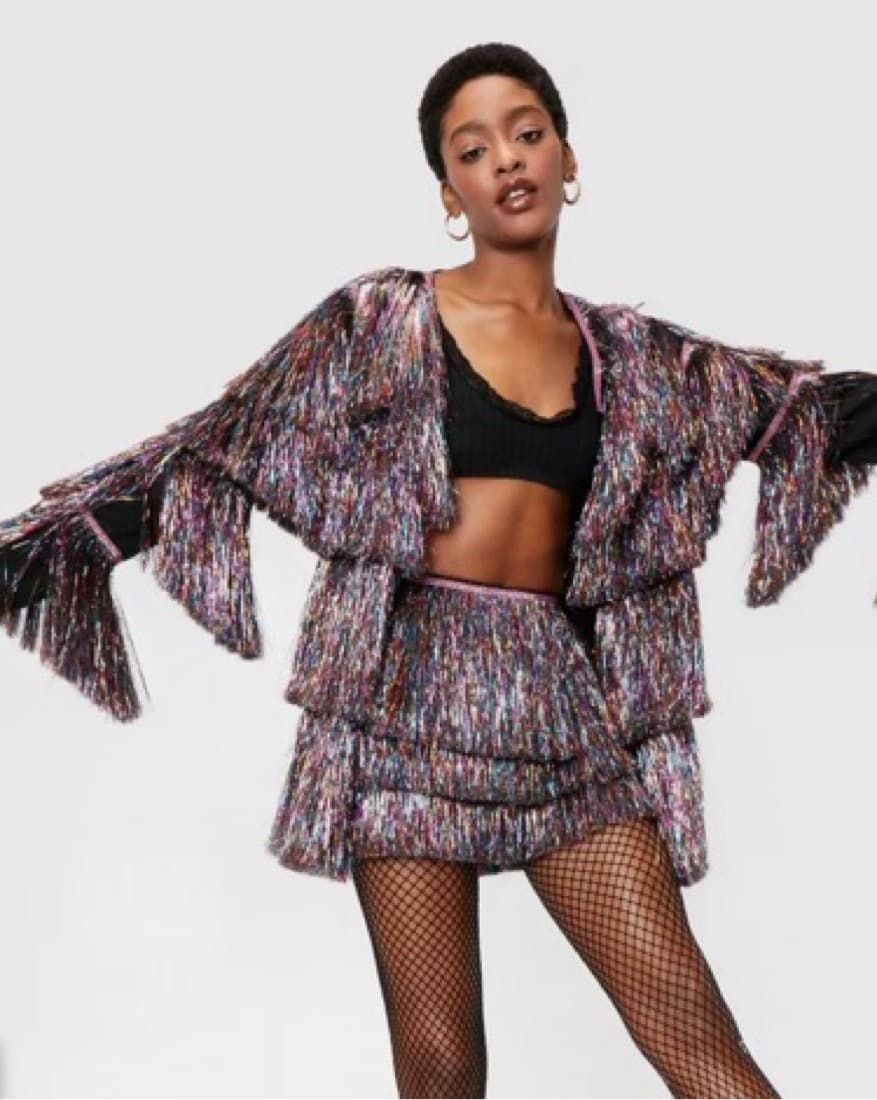 Nasty Gal Rainbow Fringe Jacket - Image 1