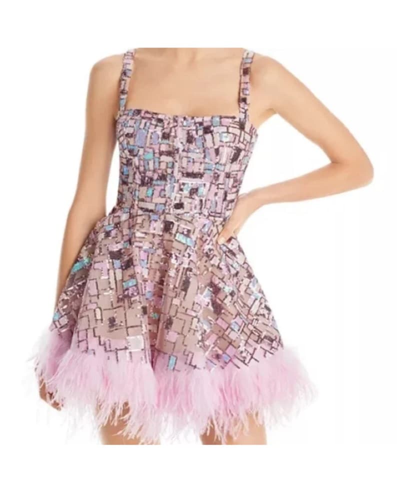 Mademoiselle Sequined Feather Trim Mini  - Image 1