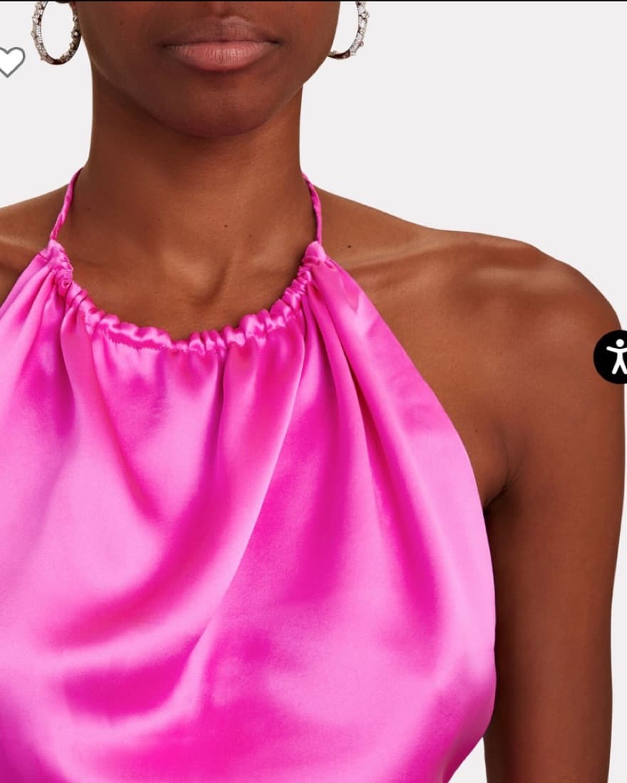 Fuschia Pink Silk Halter Top  - Image 4