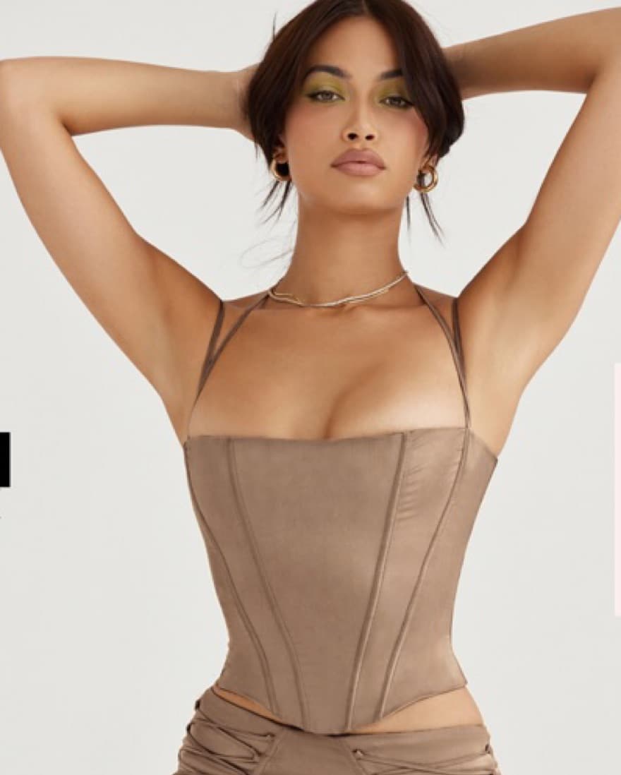 House of CB Satin Silver Corset Top - Image 1